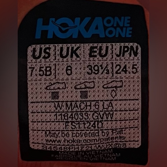 Hoka One One Mach 6 LA Womens Size 7.5 Running Shoes Sneakers Guava White - Picture 13 of 14